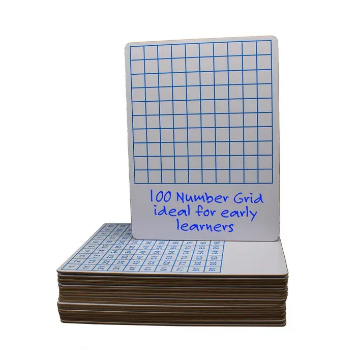 Best Choice Flipside Math Hundreds Grid Dry Erase Board, Two Sided, 9 x 12 Inches, Pack of 24